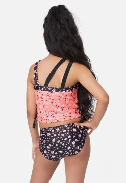 Inmocean Floral Lace-Up Asymmetric Tankini Swim Set