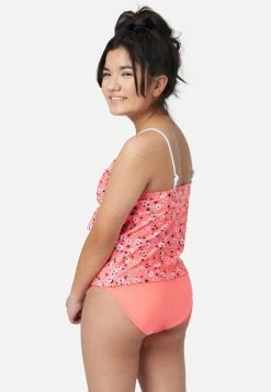 Inmocean Patterned Lace-Up Tankini Swim Set