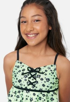 Inmocean Patterned Lace-Up Tankini Swim Set