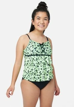 Inmocean Patterned Lace-Up Tankini Swim Set