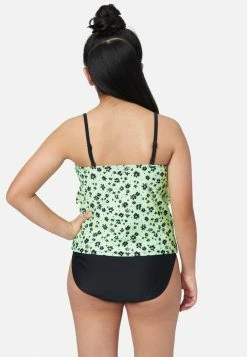 Inmocean Patterned Lace-Up Tankini Swim Set