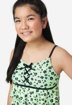 Inmocean Patterned Lace-Up Tankini Swim Set