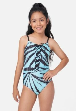 Inmocean Tie-Dye Lace-Up One-Piece Swimsuit