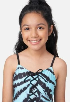 Inmocean Tie-Dye Lace-Up One-Piece Swimsuit