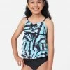 Inmocean Patterned Lace-Up Tankini Swim Set