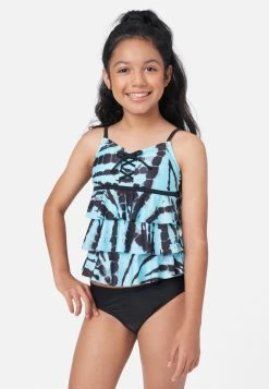 Inmocean Patterned Lace-Up Tankini Swim Set