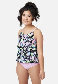 Inmocean Patterned Lace-Up Tankini Swim Set