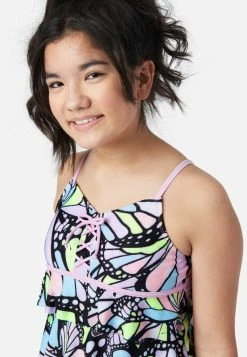 Inmocean Patterned Lace-Up Tankini Swim Set