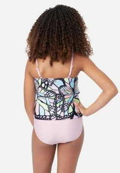 Inmocean Patterned Lace-Up Tankini Swim Set