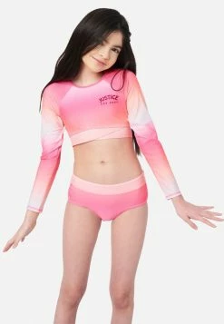 Inmocean Ombré Raglan Rash Guard Bikini Swim Set