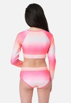 Inmocean Ombré Raglan Rash Guard Bikini Swim Set