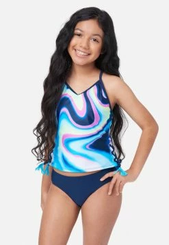 Inmocean Color Block Lace-Up Tankini Swim Set