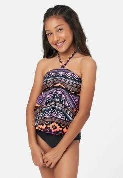 Inmocean Patterned Ruffle Halter Tankini Swim Set