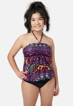 Inmocean Patterned Ruffle Halter Tankini Swim Set