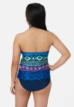 Inmocean Patterned Ruffle Halter Tankini Swim Set