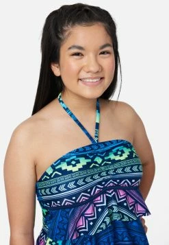 Inmocean Patterned Ruffle Halter Tankini Swim Set