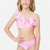 Inmocean Tie-Dye Ruffle Asymmetrical Bikini Swim Set