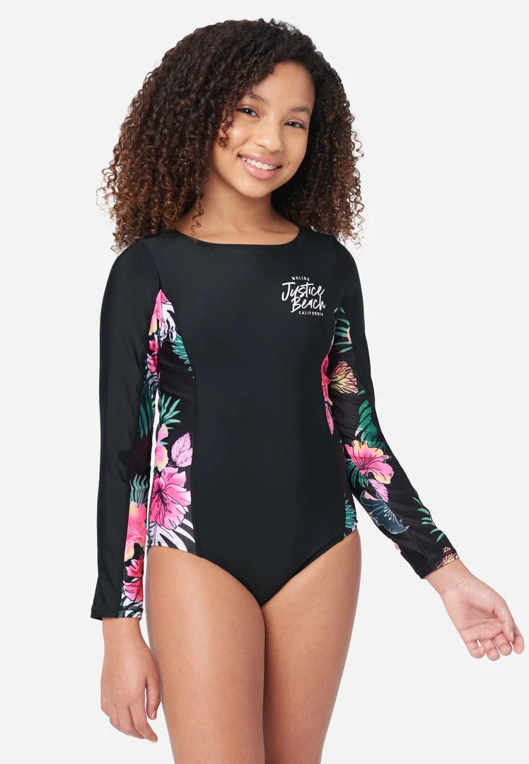 Inmocean Floral Tie-Back Rash Guard One-Piece Swimsuit 3 Inmocean Floral Tie-Back Rash Guard One-Piece Swimsuit