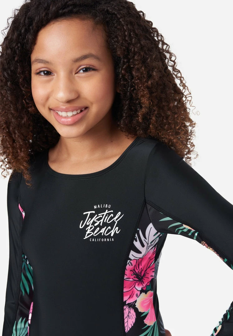 Inmocean Floral Tie-Back Rash Guard One-Piece Swimsuit 5 Inmocean Floral Tie-Back Rash Guard One-Piece Swimsuit