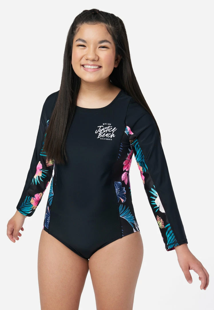 Inmocean Floral Tie-Back Rash Guard One-Piece Swimsuit 7 Inmocean Floral Tie-Back Rash Guard One-Piece Swimsuit