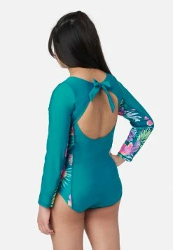 Inmocean Floral Tie-Back Rash Guard One-Piece Swimsuit