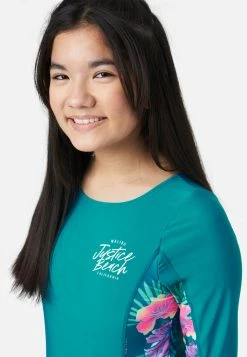 Inmocean Floral Tie-Back Rash Guard One-Piece Swimsuit