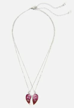 Jacmel Silvertone Best Friend Pendant Necklace Set