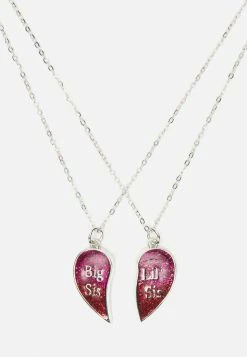 Jacmel Silvertone Best Friend Pendant Necklace Set