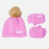 FANTASIA Faux Sherpa Pom-Pom Beanie Hat & Gloves Outerwear