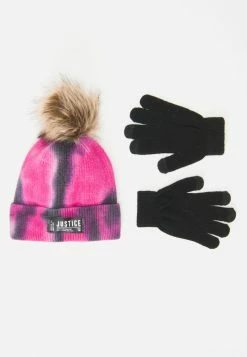 FANTASIA Tie-Dye Pom-Pom Beanie Hat & Gloves Outerwear