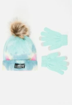 FANTASIA Outerwear Tie-Dye Pom-Pom Beanie Hat & Gloves