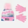 FANTASIA Tie-Dye Pom-Pom Beanie Hat & Gloves