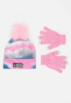 FANTASIA Tie-Dye Pom-Pom Beanie Hat & Gloves