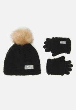 FANTASIA Faux Sherpa Pom-Pom Beanie Hat & Gloves
