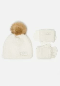 FANTASIA Faux Sherpa Pom-Pom Beanie Hat & Gloves